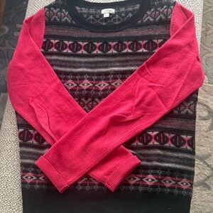 Halogen Cashmere Pink and Black Patterned Sweater